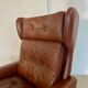 Vintage Danish retro mid-century Svend Skipper caramel brown leather chair