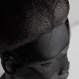 Pair of African busts carved in ironwood / ebony / vintage / book clamps