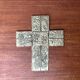 Brutalist metal sacred cross sculpture from the mid-century, 1960s.