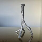 Brutalist "tree" candle holder in cast aluminum from the 70s