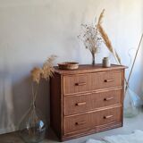 Vintage rattan chest of drawers