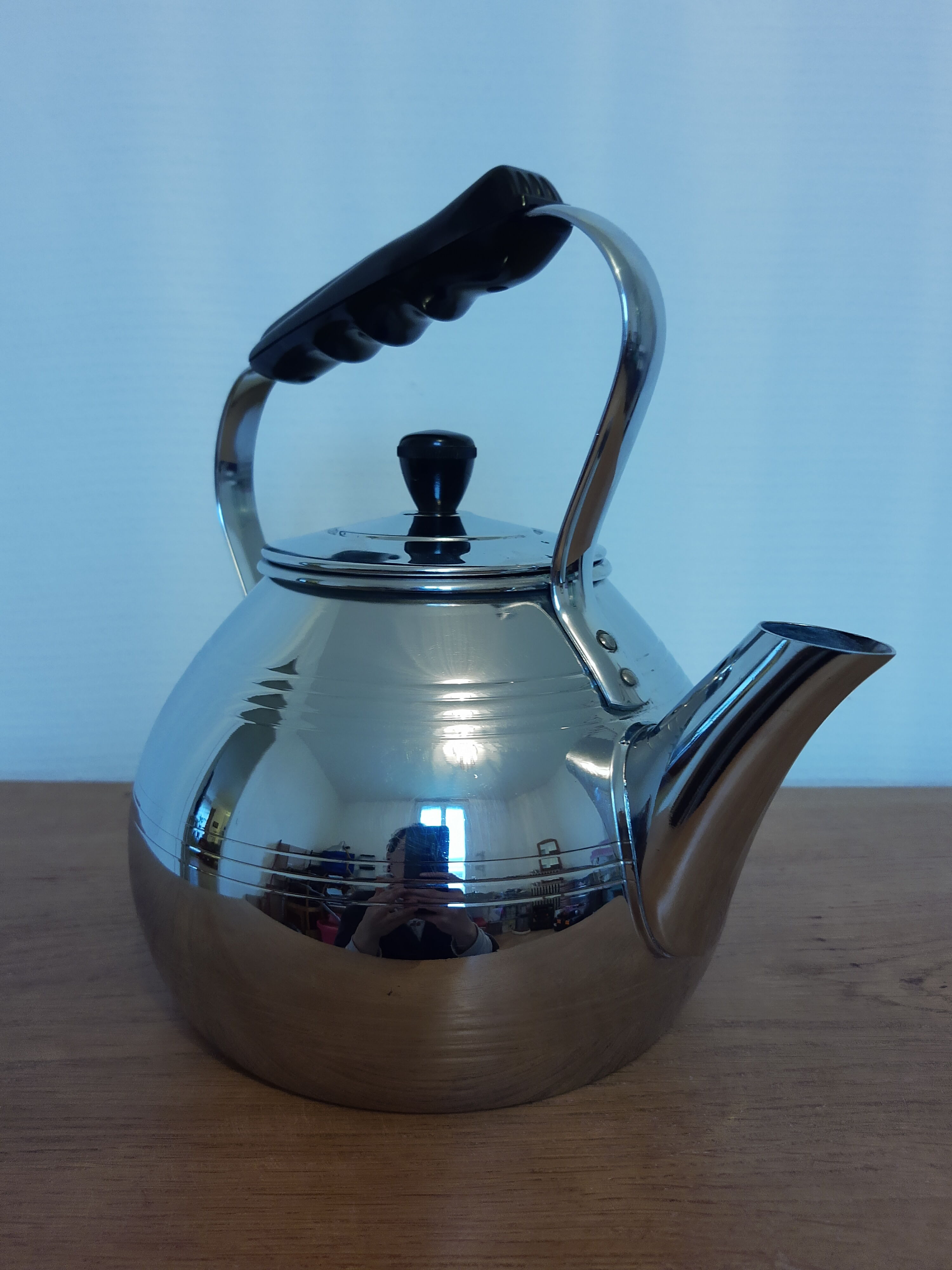 Vintage chrome copper kettle Le Trèfle
