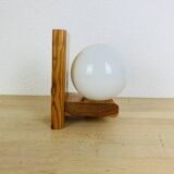 Pine and opaline globe wall lamp from the 70s