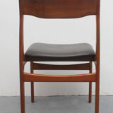 Set of 4 dining chairs 1960s teak/leather, Erik Buch