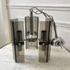 Chrome metal pendant lamp and smoked glass futuristic style 70s