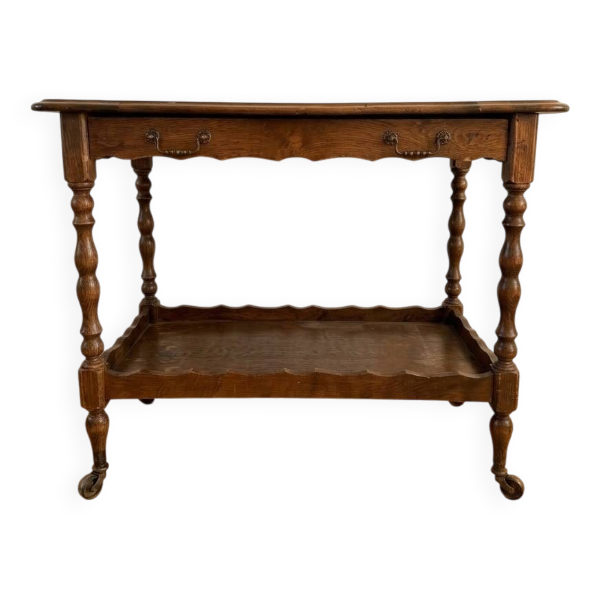 Antique solid oak sideboard with wheels