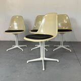 4 La Fonda fiberglass steel dining Chairs by Eames for Herman Miller