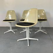 4 La Fonda fiberglass steel dining Chairs by Eames for Herman Miller