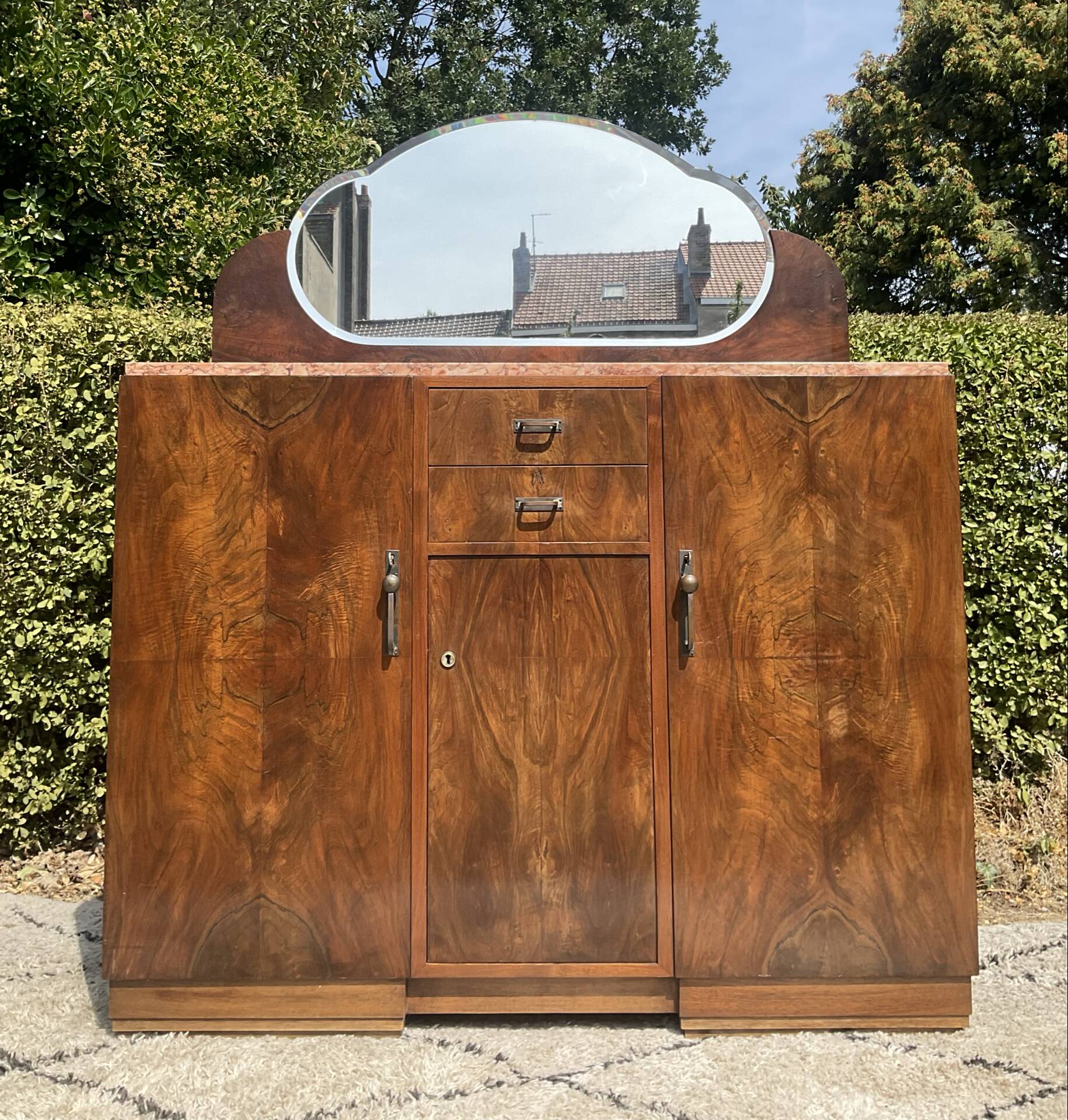 Ancien meuble Art Déco en noyer années 40-50