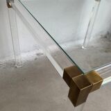 Lucite and brass coffee table by Charles Hollis Jones
