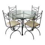 Iron and beveled octagonal glass dining room set