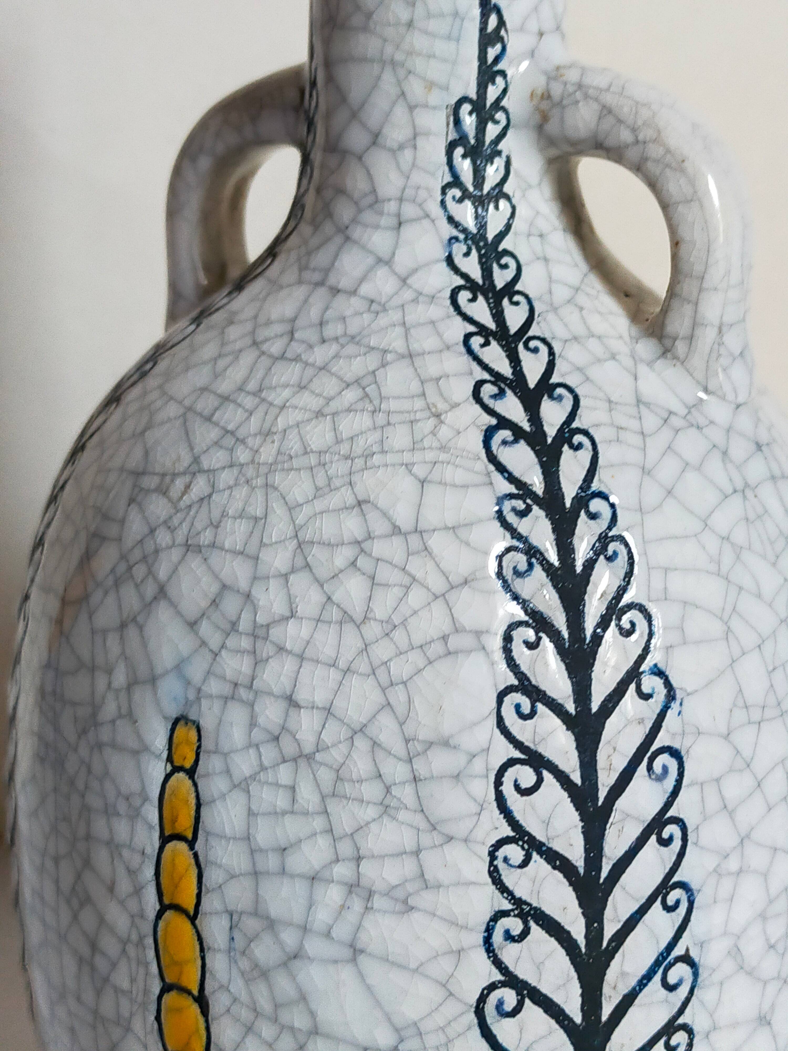 Soliflore bottle vase in fine earthenware boch frères la louvière-keramis early 20th century