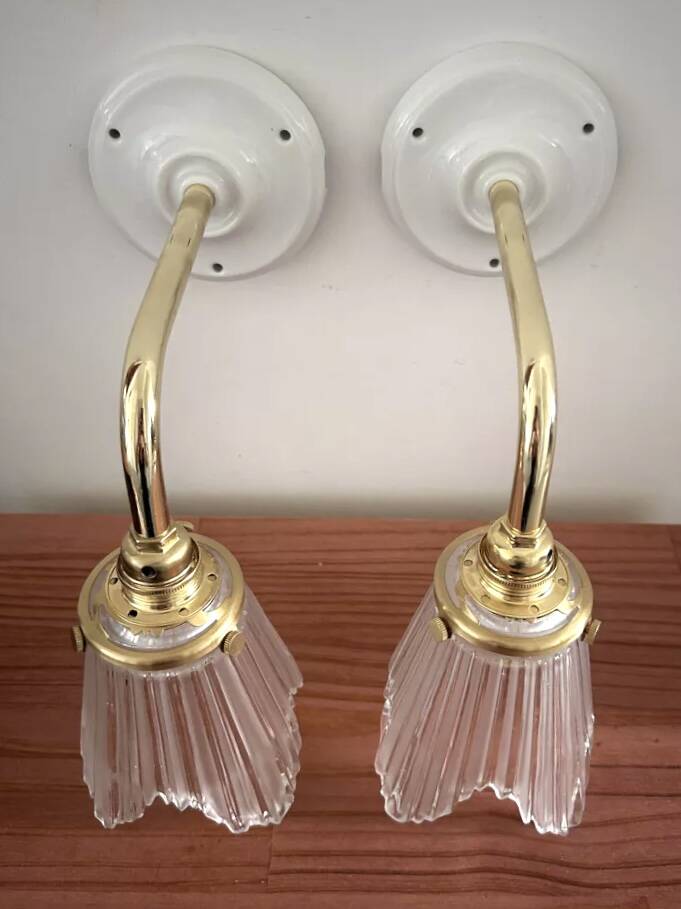 Pair of Art Deco glass wall sconces