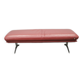 German Koinor Leather Bench with Brushed Stainless Steel Base 2020s