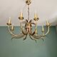 Brass chandelier, pineapple leaf decoration, Boulanger, 1970