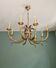 Brass chandelier, pineapple leaf decoration, Boulanger, 1970