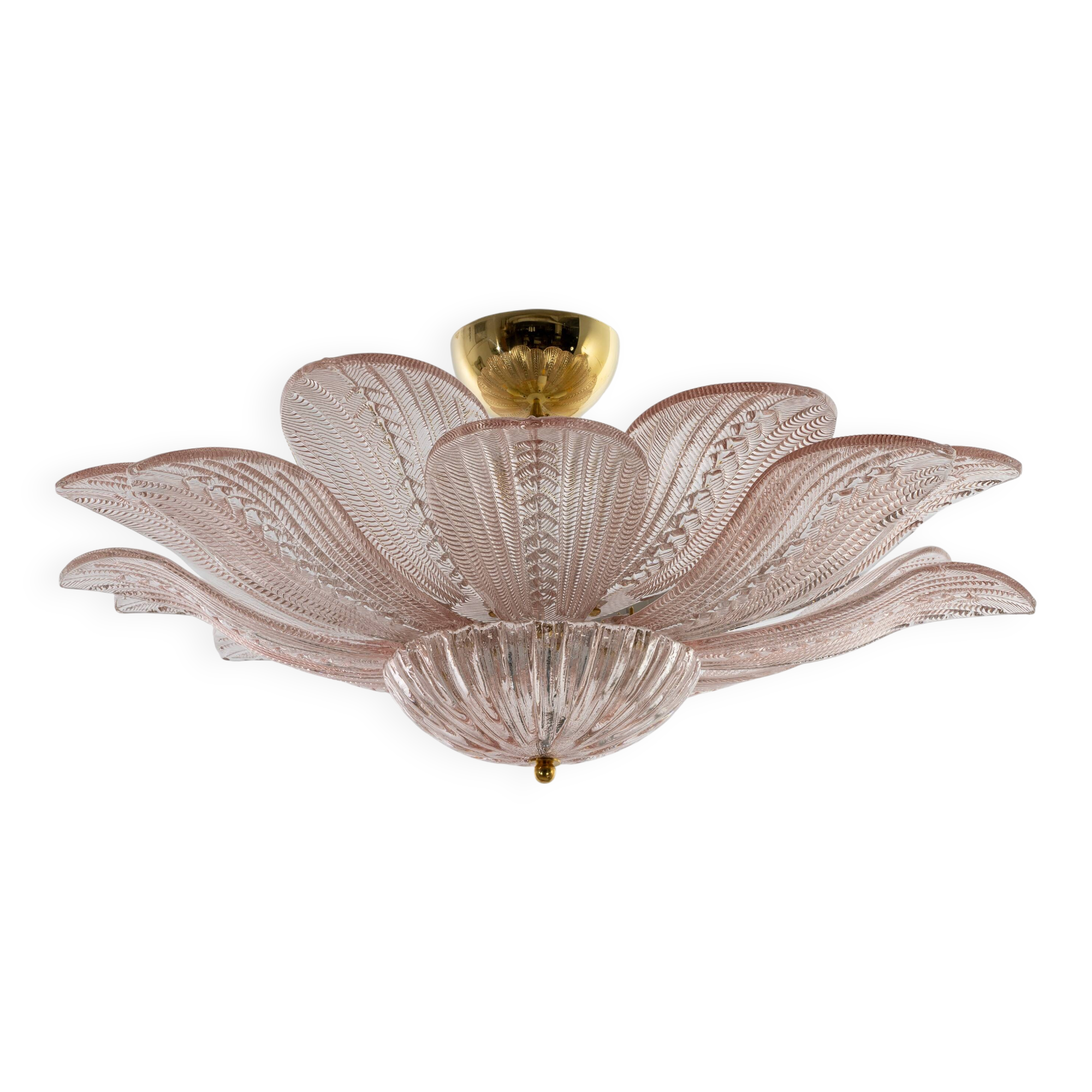 Mid-Century Modern “Margherita Rosa” Murano Glass Ceiling Light