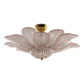 Mid-Century Modern “Margherita Rosa” Murano Glass Ceiling Light