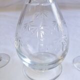 Bohemian crystal liqueur service Baccarat St Louis carafe glasses signed by an anchor
