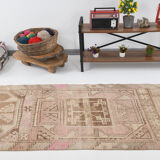 3x12 brown & beige vintage runner rug 100x360cm