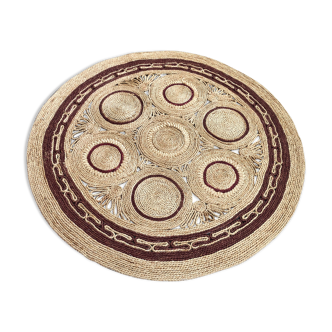 Round two-tone carpet in 120cm jute