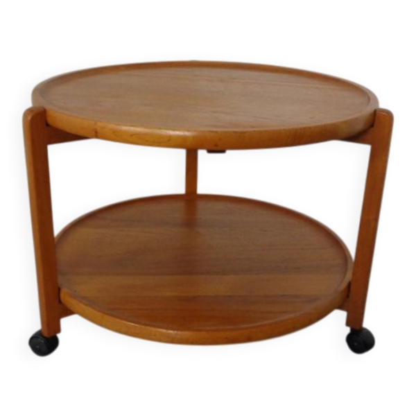 Danish Teak Bar Cart with Removable Tray, 1960s
