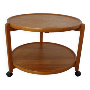 Danish Teak Bar Cart with Removable Tray, 1960s