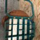 Old hanging showcase 18 green wood boxes + mirror + vintage glass door