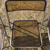 Lot 5 folding chairs in brown plexiglass 70s