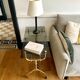 Green and brass trolley on wheels