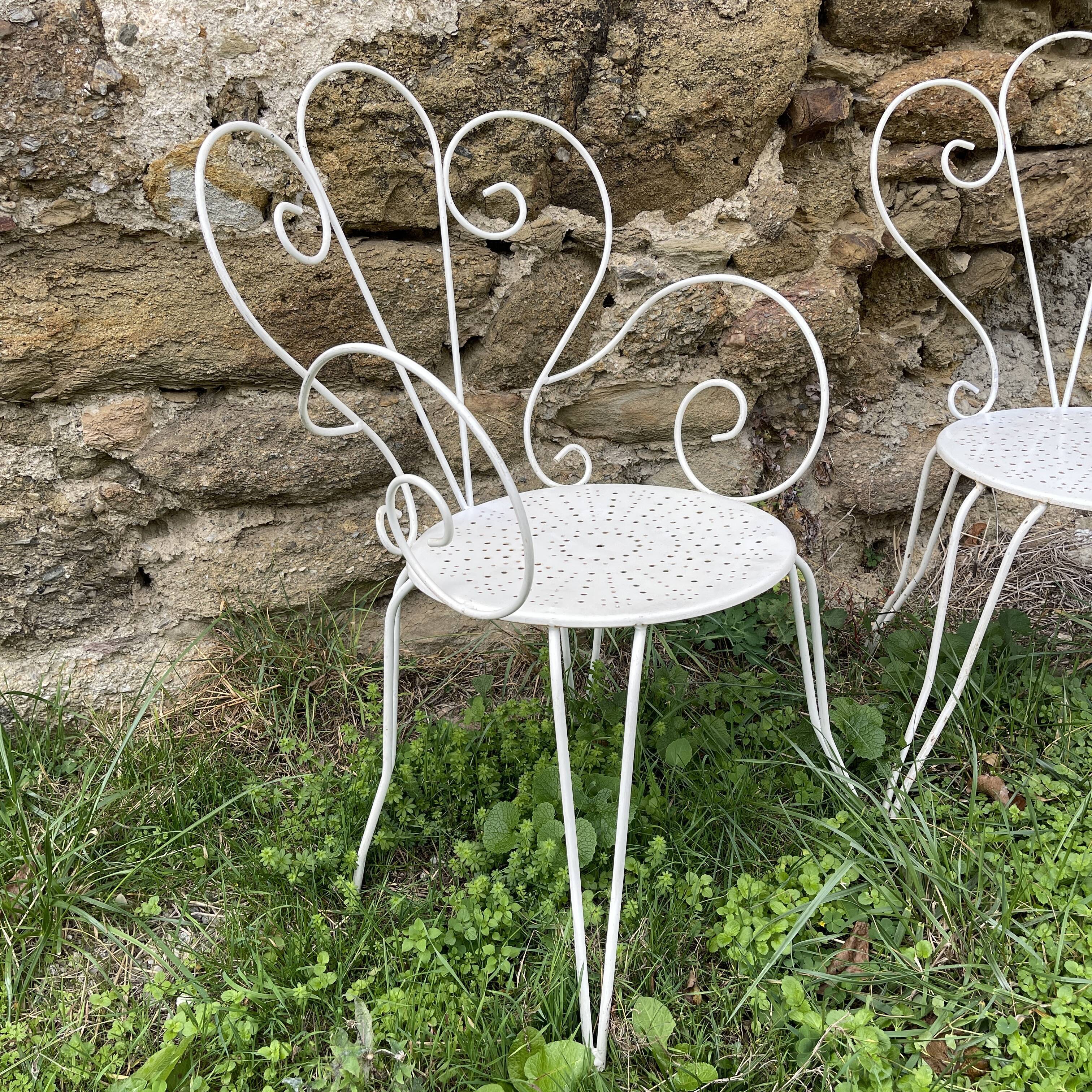 Armchair and garden chair in wrought iron