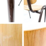 Lot de 3 chaises empilables Mid Century Chaise d'école Industrie Bois Métal Marron Vintage Rétro Cha