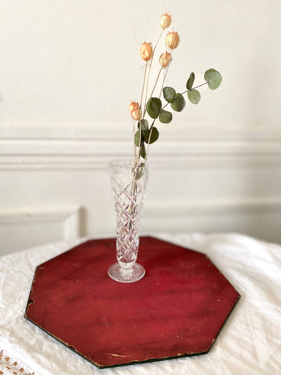 Small vintage crystal soliflore vase