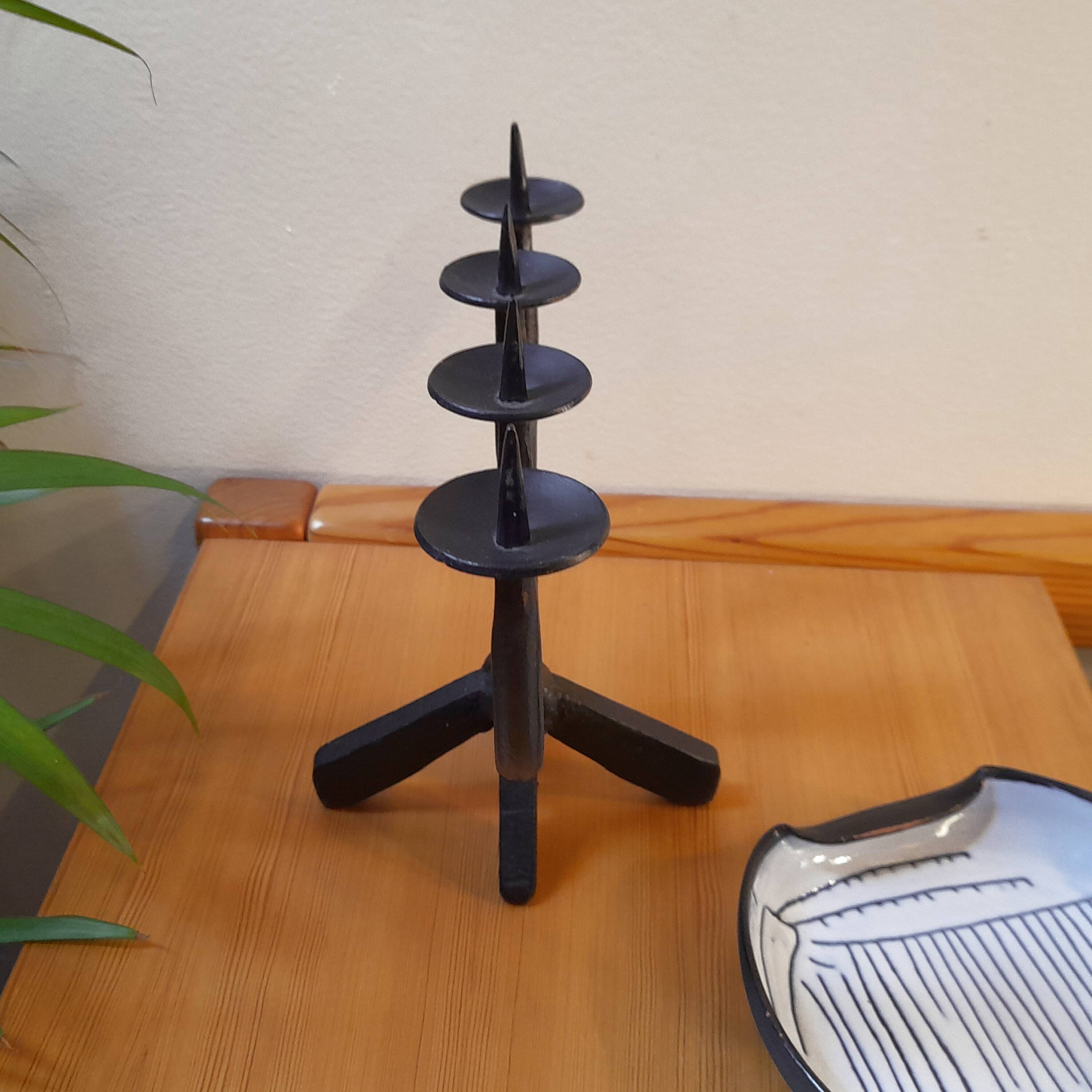 Brutalist wrought iron candlestick, 1960s