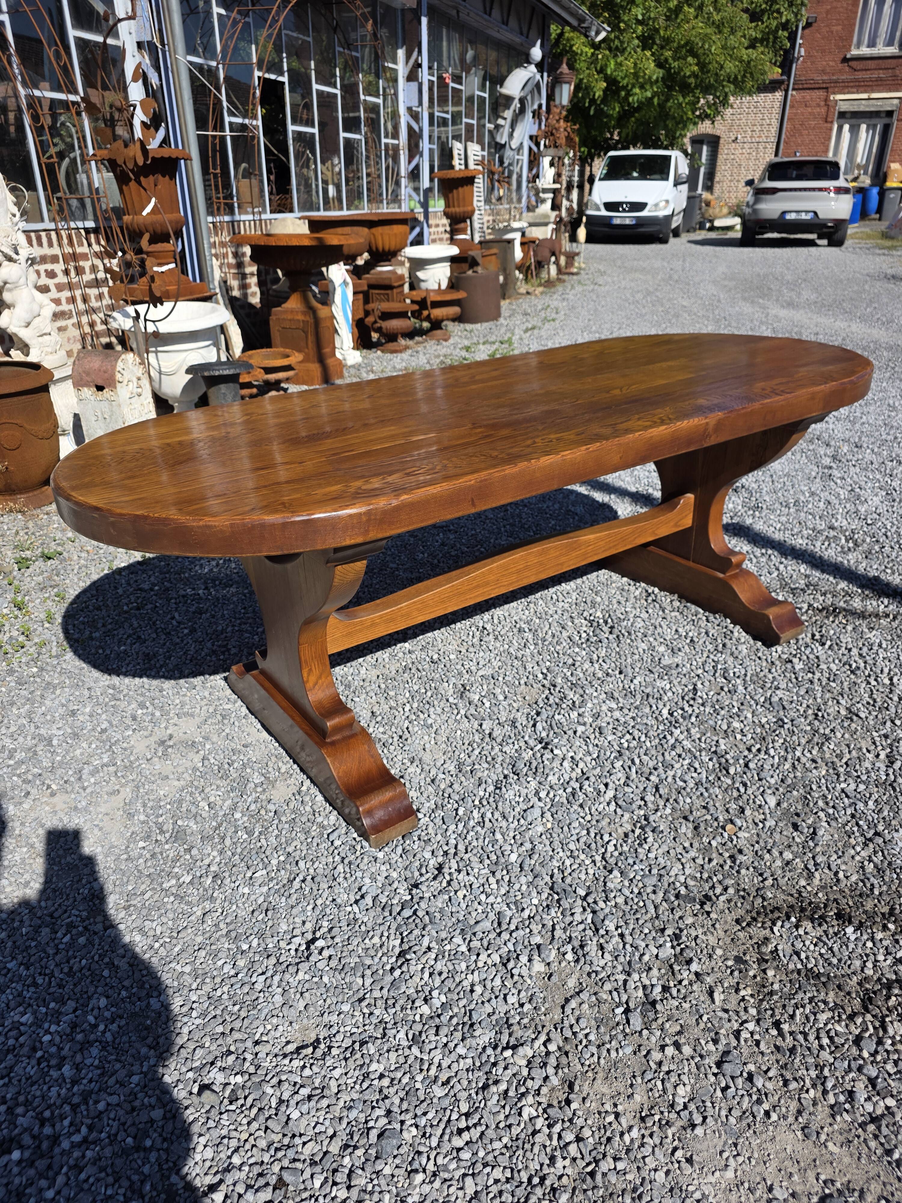 Solid oak farmhouse table, 220×90cm