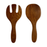 Pair of XXL Scandinavian service cutlery in solid teak 1960