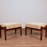 Scandinavian stool, yellow and white, Boho style