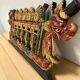 Balinese wall panel carved wood gilded polychrome dragon procession