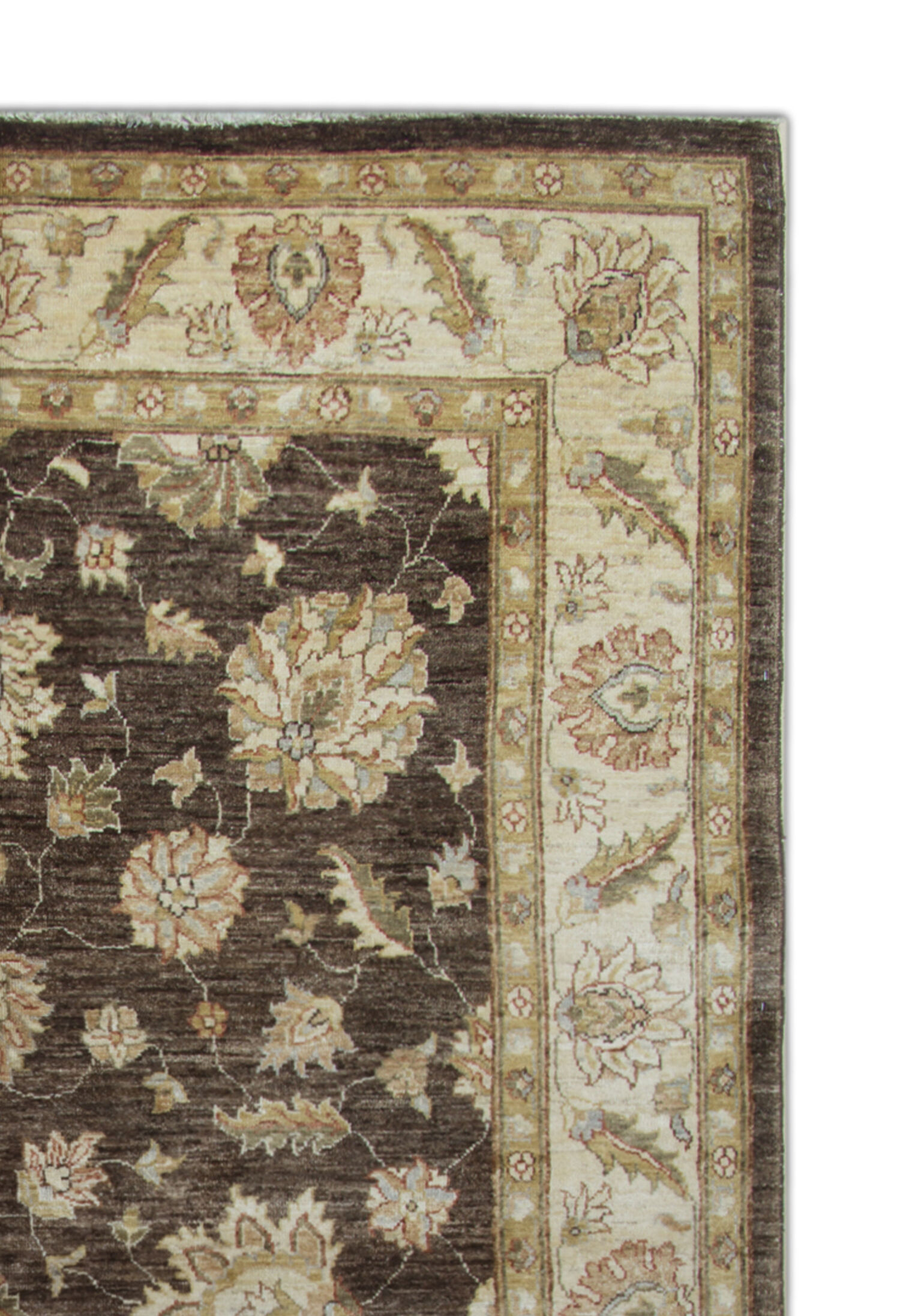 Brown Wool Rug Handmade Ziegler Carpet- 167x251cm
