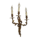 Magnificent French Vintage Bronze Triple Light Acanthus Leaf Wall Sconce 4798