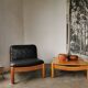 Square coffee table in solid blond wood 80s