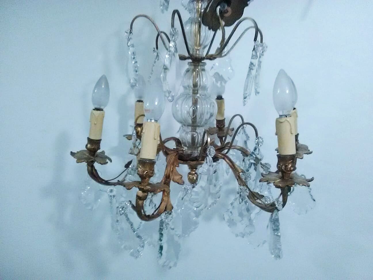 Golden bronze and pampilles chandelier