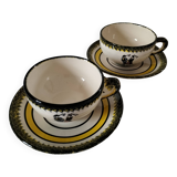 Two Henriot Quimper cups and saucers