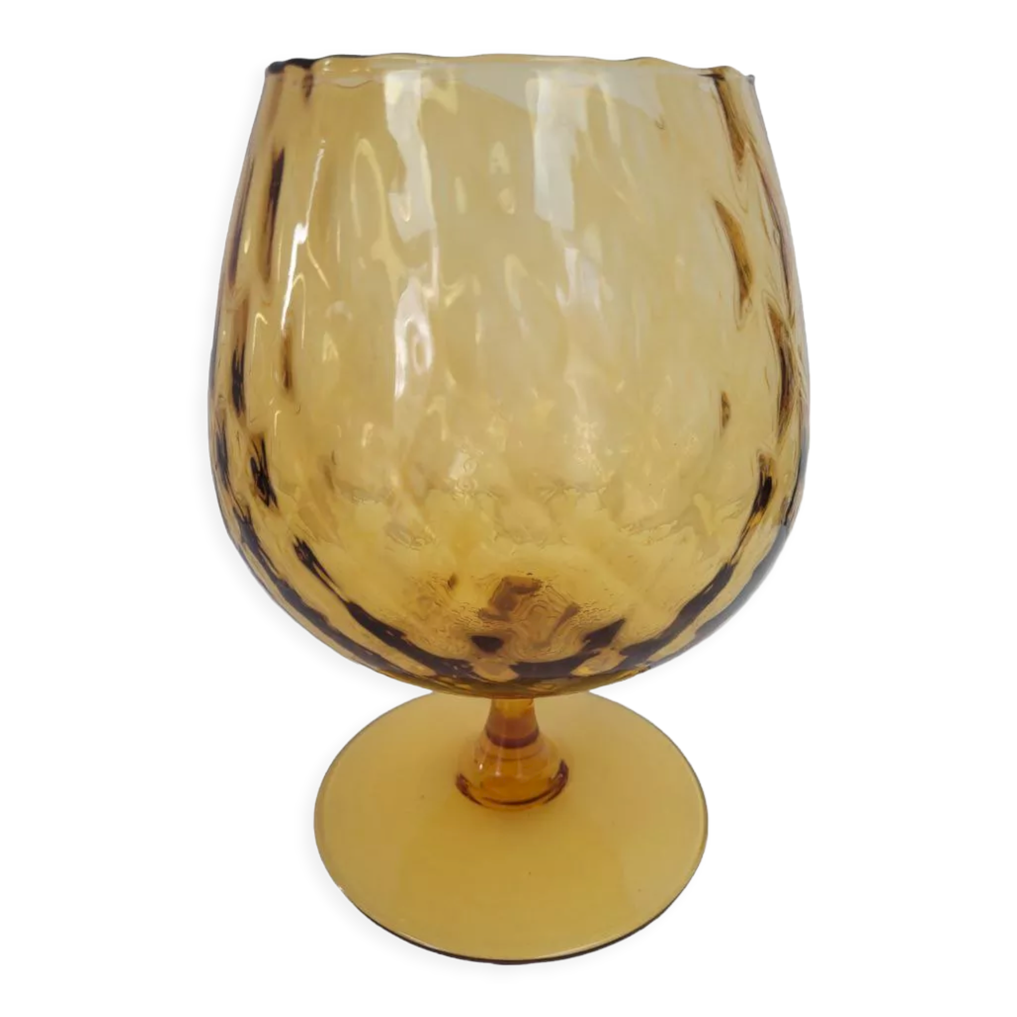 Vase on foot vintage amber polished glass