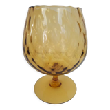 Vase on foot vintage amber polished glass