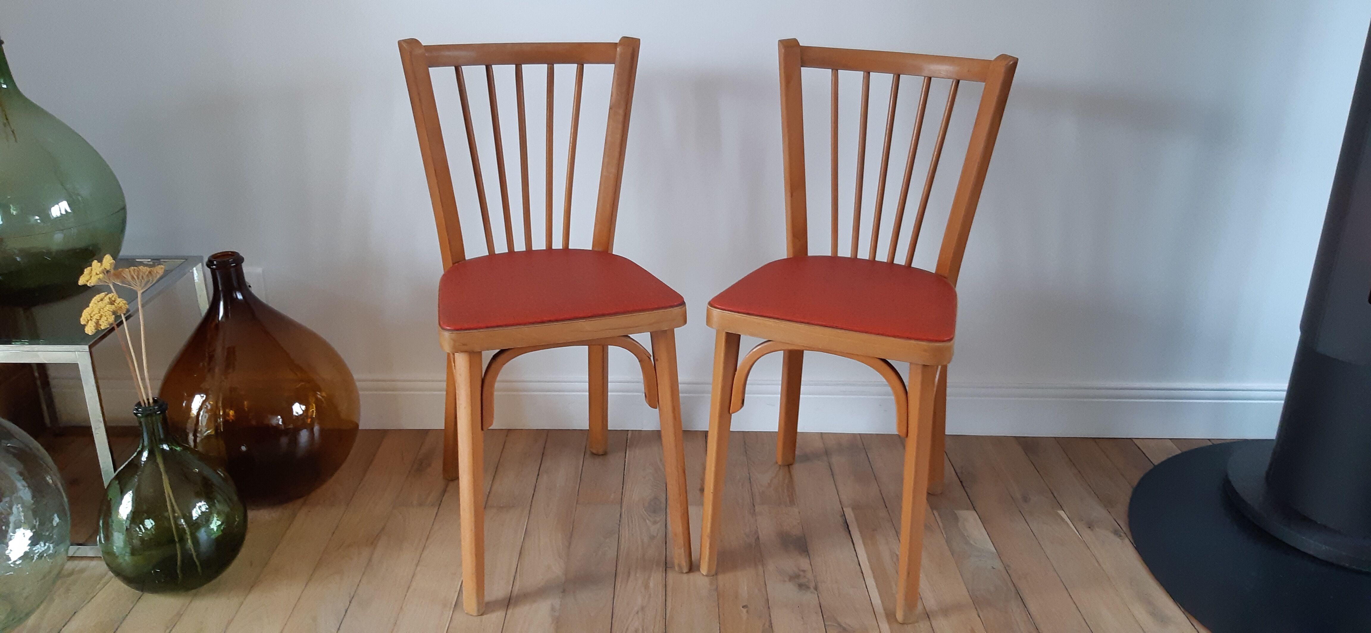 Pair of Baumann bistro chairs N°12 50s
