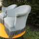 Pair of blue velvet toad armchairs