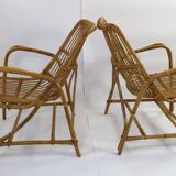 Pair of vintage bamboo armchairs, Bonacina style
