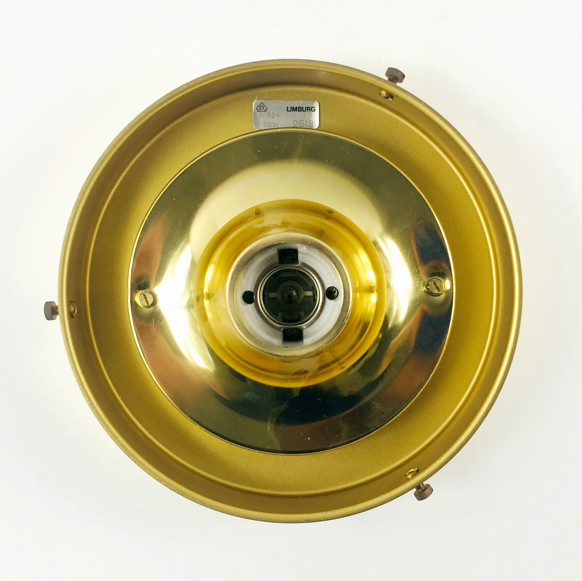 Mid-Century Minimalist Flush Mount/Ceiling Lamp in Glass and Iron from Limburg, Germany, 1960s
