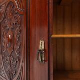 Art Nouveau Display Cabinet or Bookcase in oak with carvings and glass door